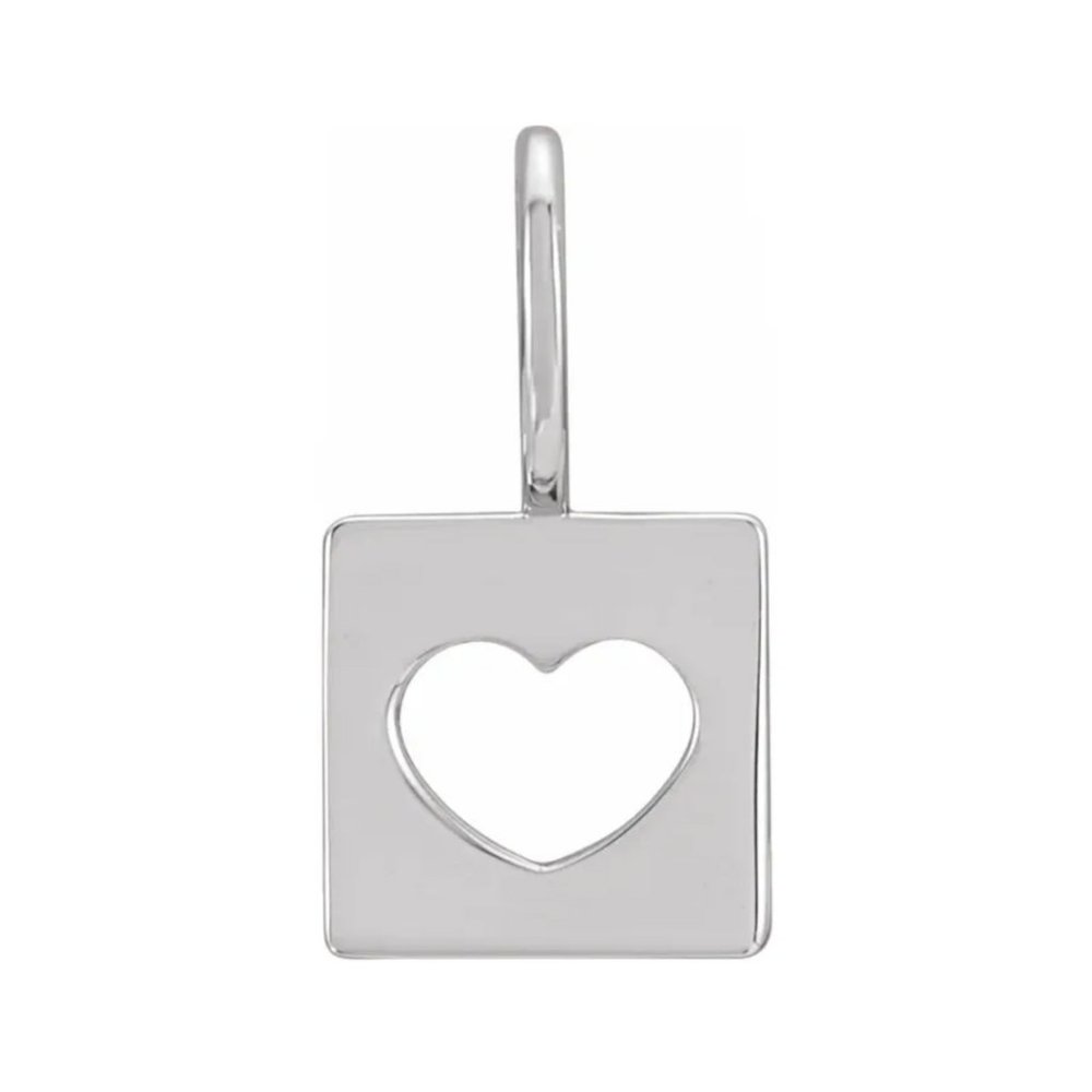 🩶 14k White Gold Cutout Heart Charm/Pendant